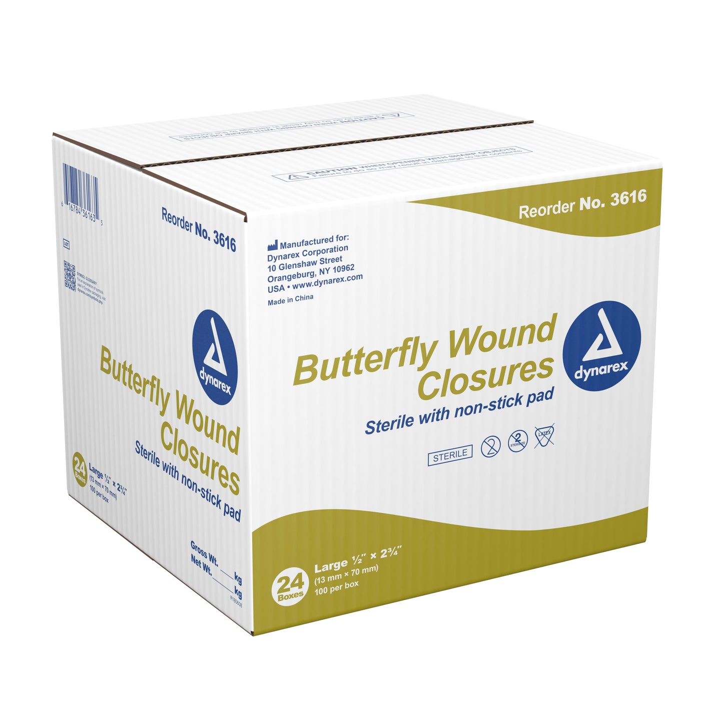 dynarex® Butterfly Wound Closure Strip, ½ by 2¾ Inches