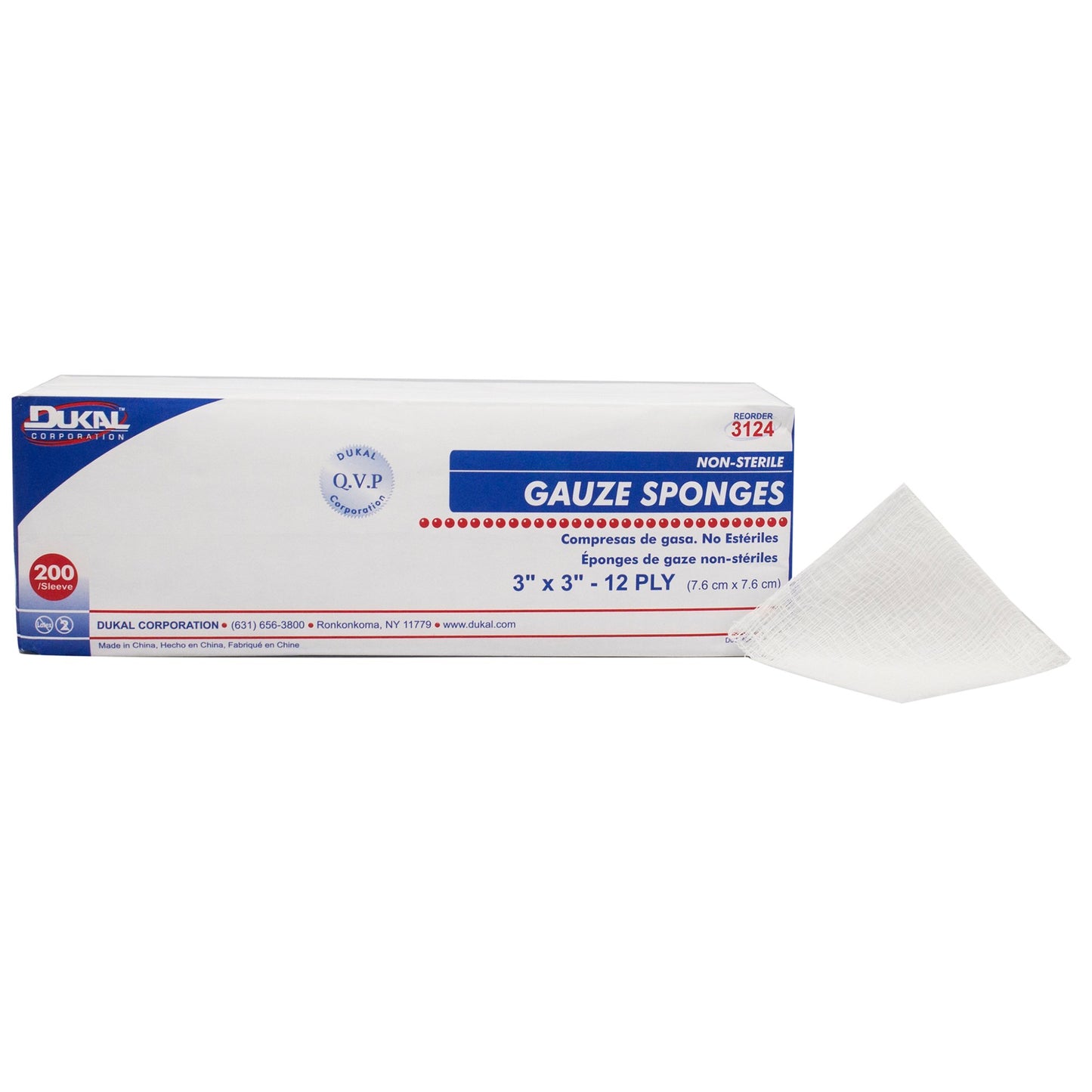 Dukal™ Gauze Sponge, 3 x 3 Inch, 12-Ply