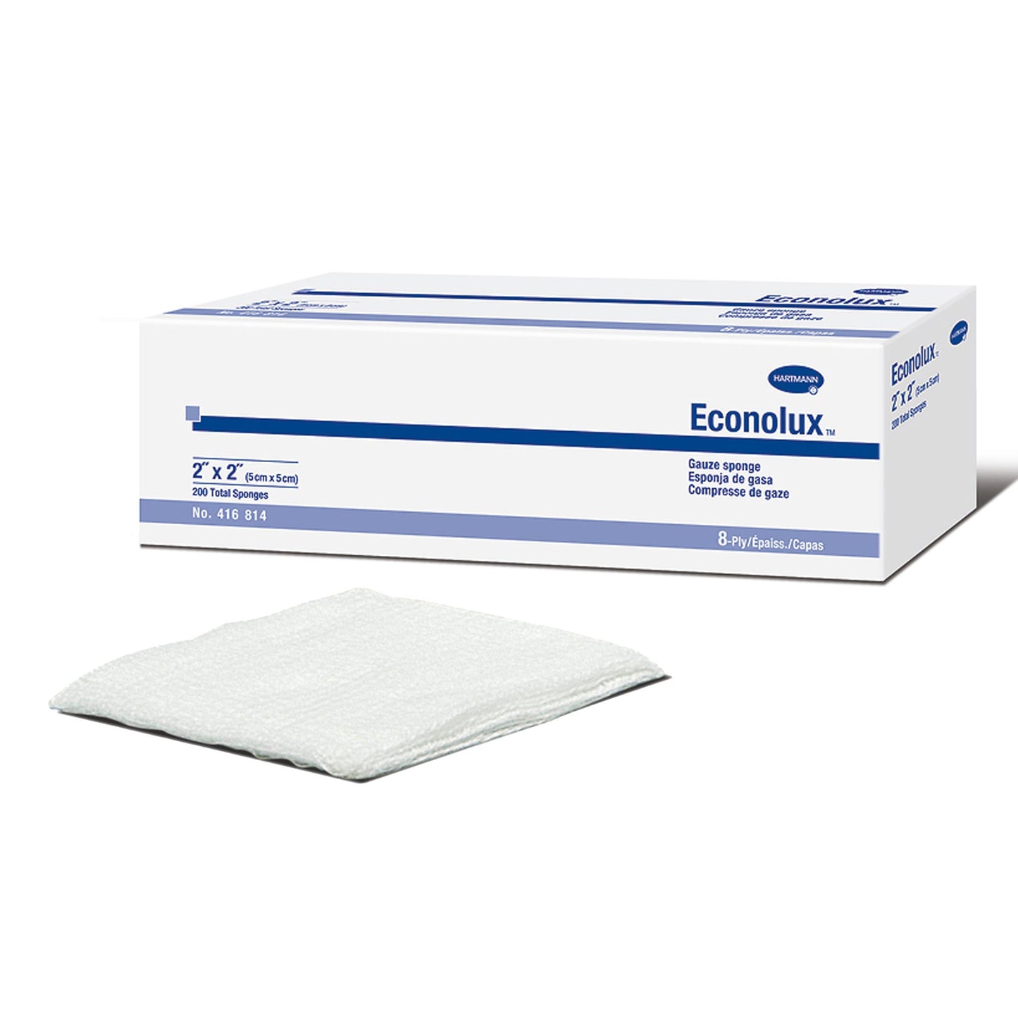 Econolux® Gauze Sponge, 2 x 2 Inch, 8-Ply