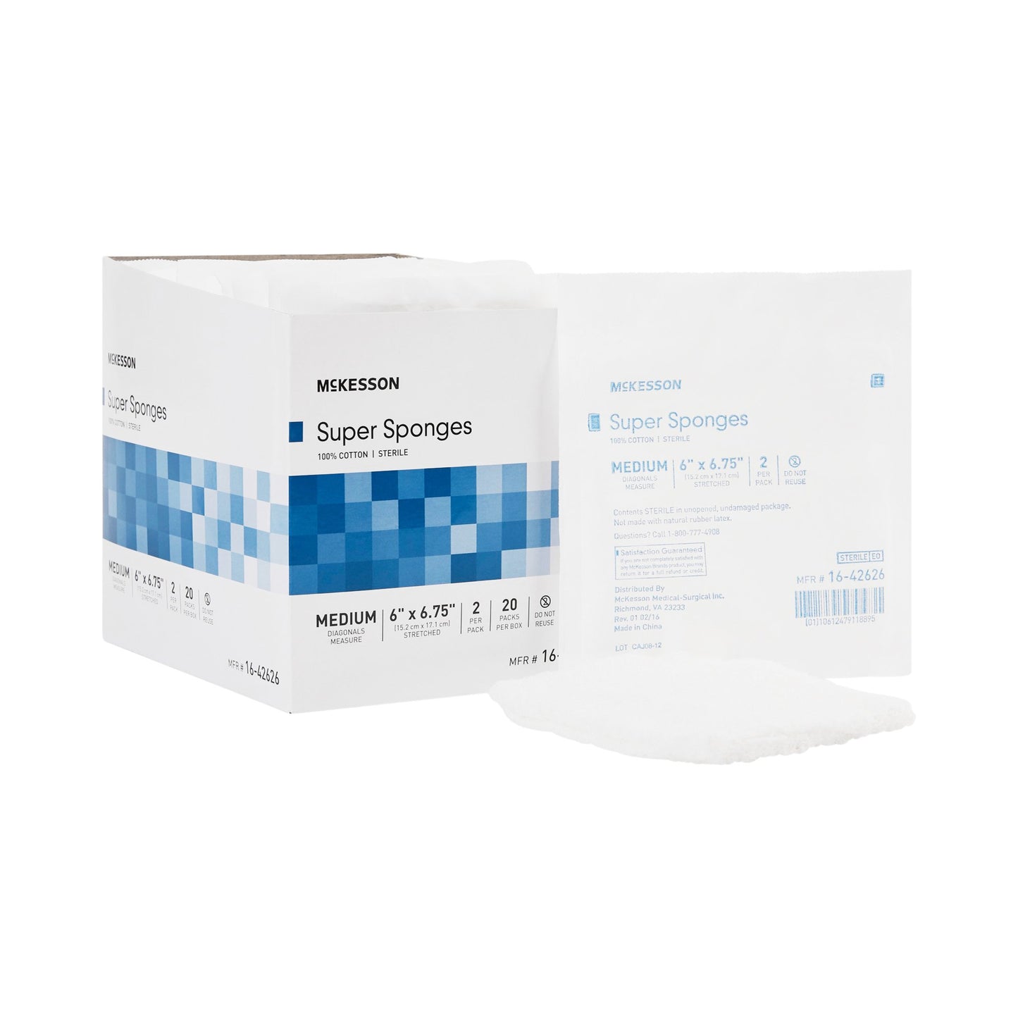 McKesson Sterile Fluff Dressing, 6 x 6-3/4 Inch