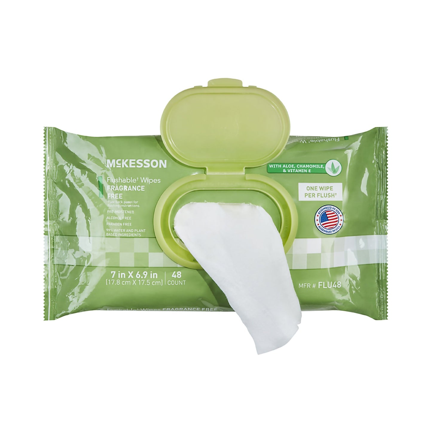McKesson Flushable* Wet Wipes - Unscented, 48 Wet Wipes per Pack