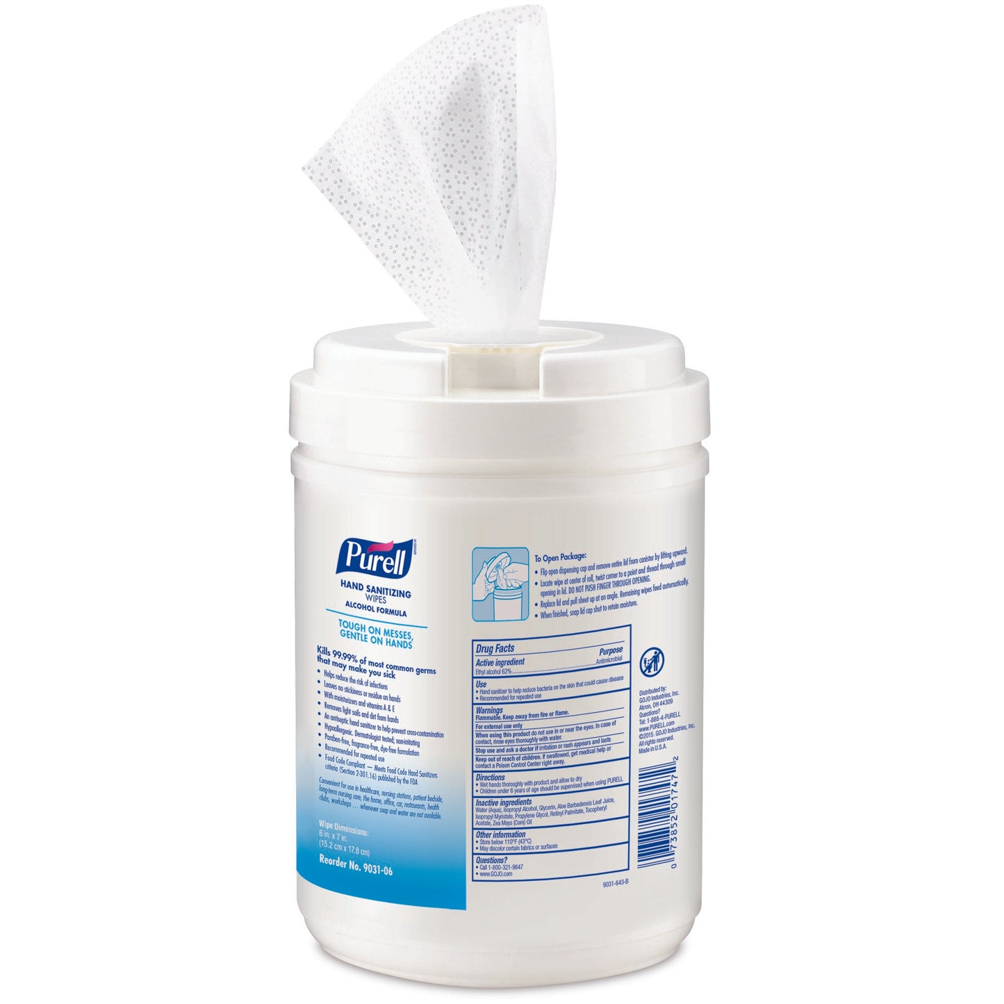 GOJO Purell Hand Sanitizing Wipes, Ethyl Alcohol Wipe Canister