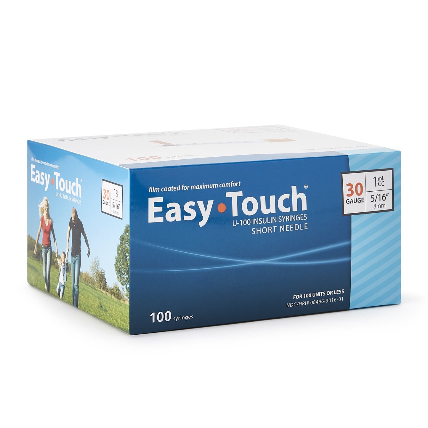 EasyTouch™ 1 mL Insulin Syringe with Needle, 30 Gauge, 5/16 Inch Needle Length