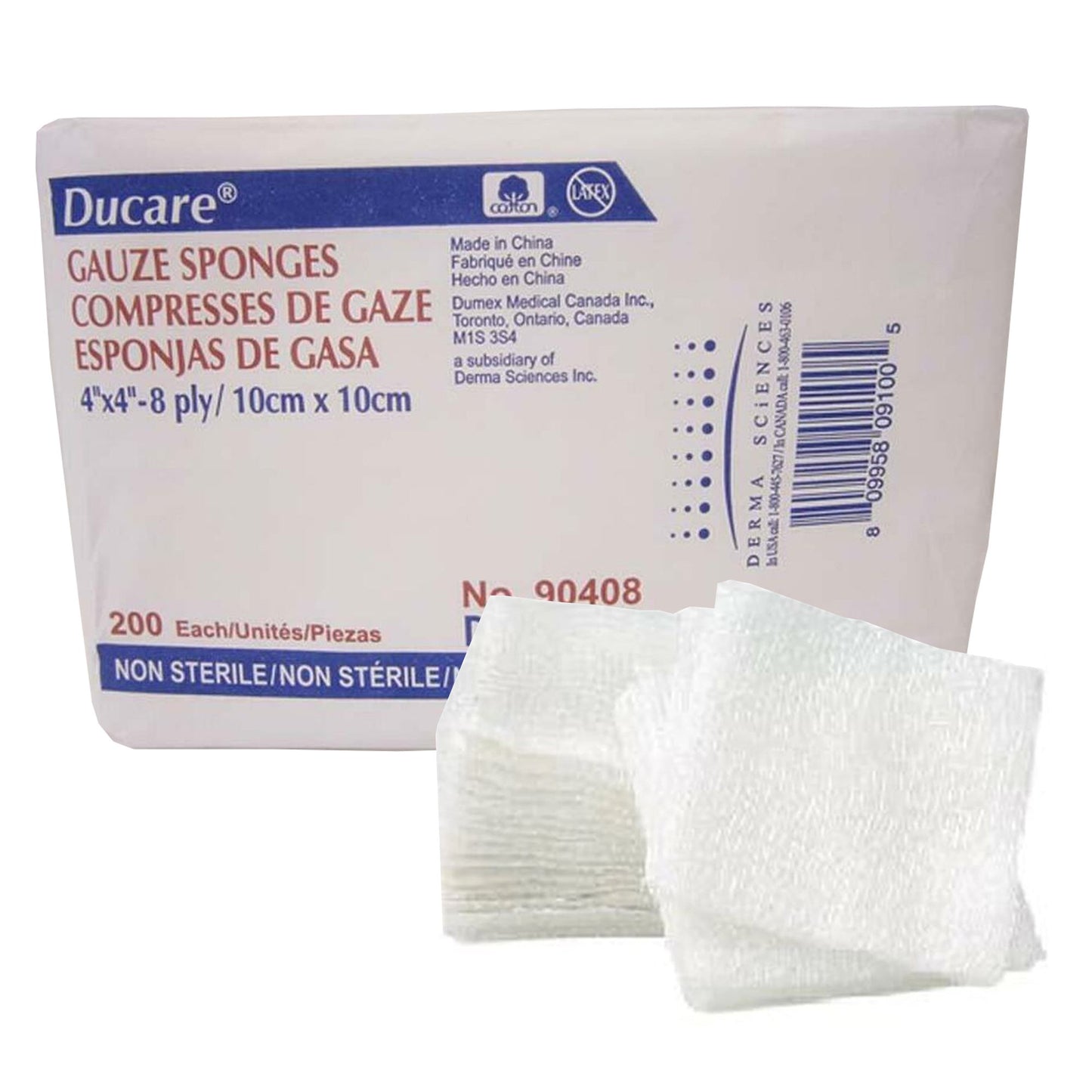Ducare Gauze Sponge, 4 x 4 Inch, 8-Ply