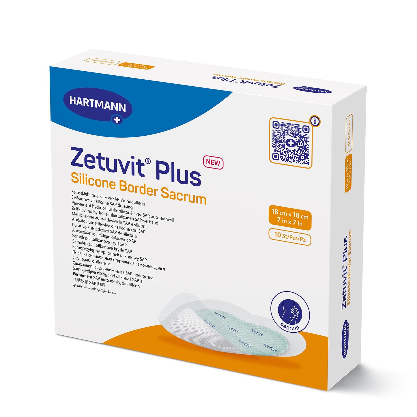 Zetuvit® Plus Silicone Border Super Absorbent Dressing, 7 x 7 Inch Sacral