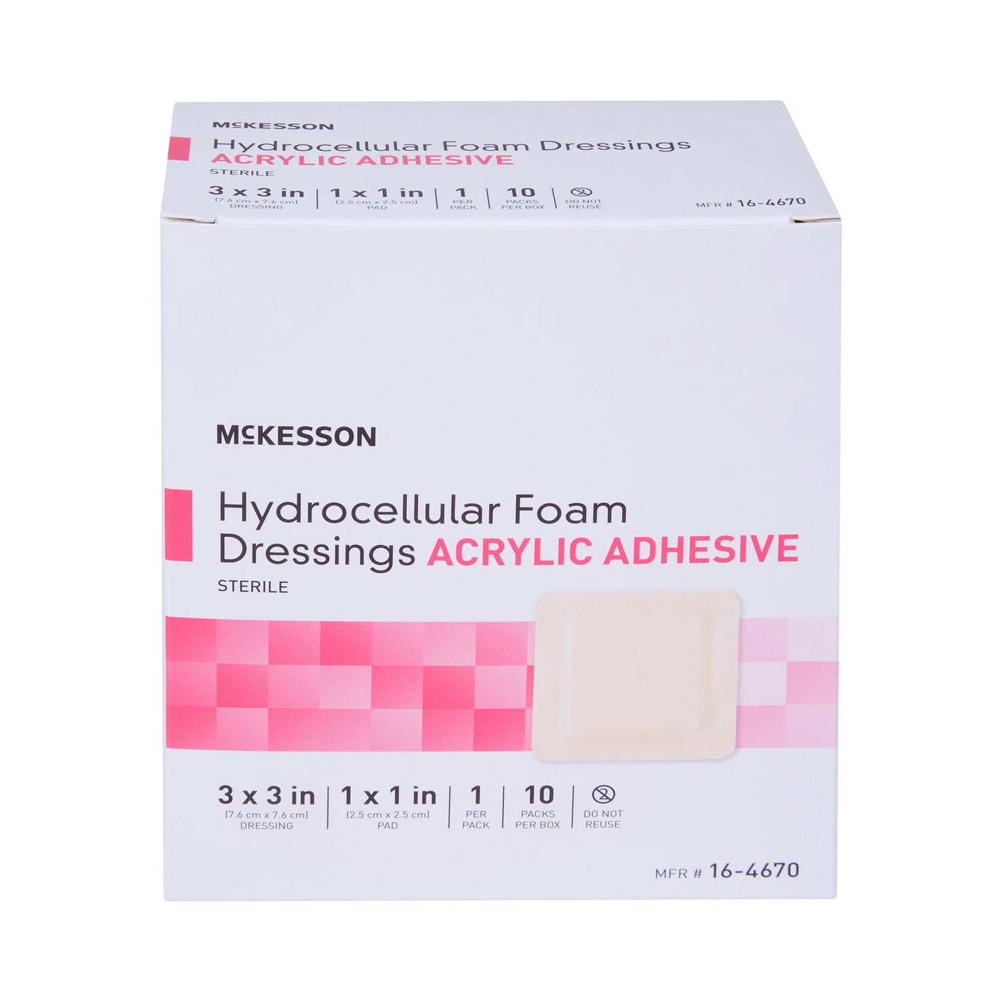 McKesson Adhesive Foam Dressing with Border, 3 x 3 Inch