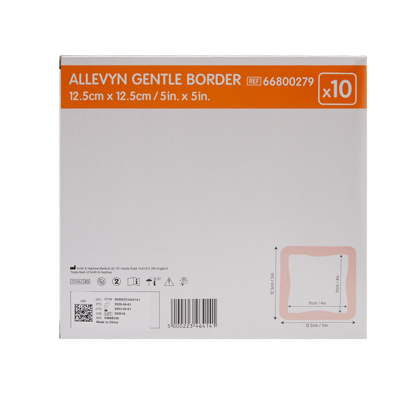 Allevyn Gentle Border Silicone Foam Dressing, 5 x 5 Inch