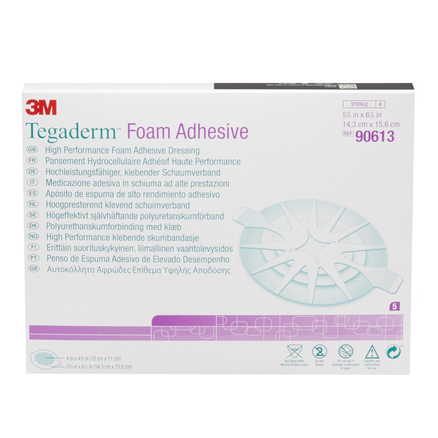 3M™ Tegaderm™ High Performance Adhesive w/ Border Foam Dressing, 14.3 x 15.6 cm
