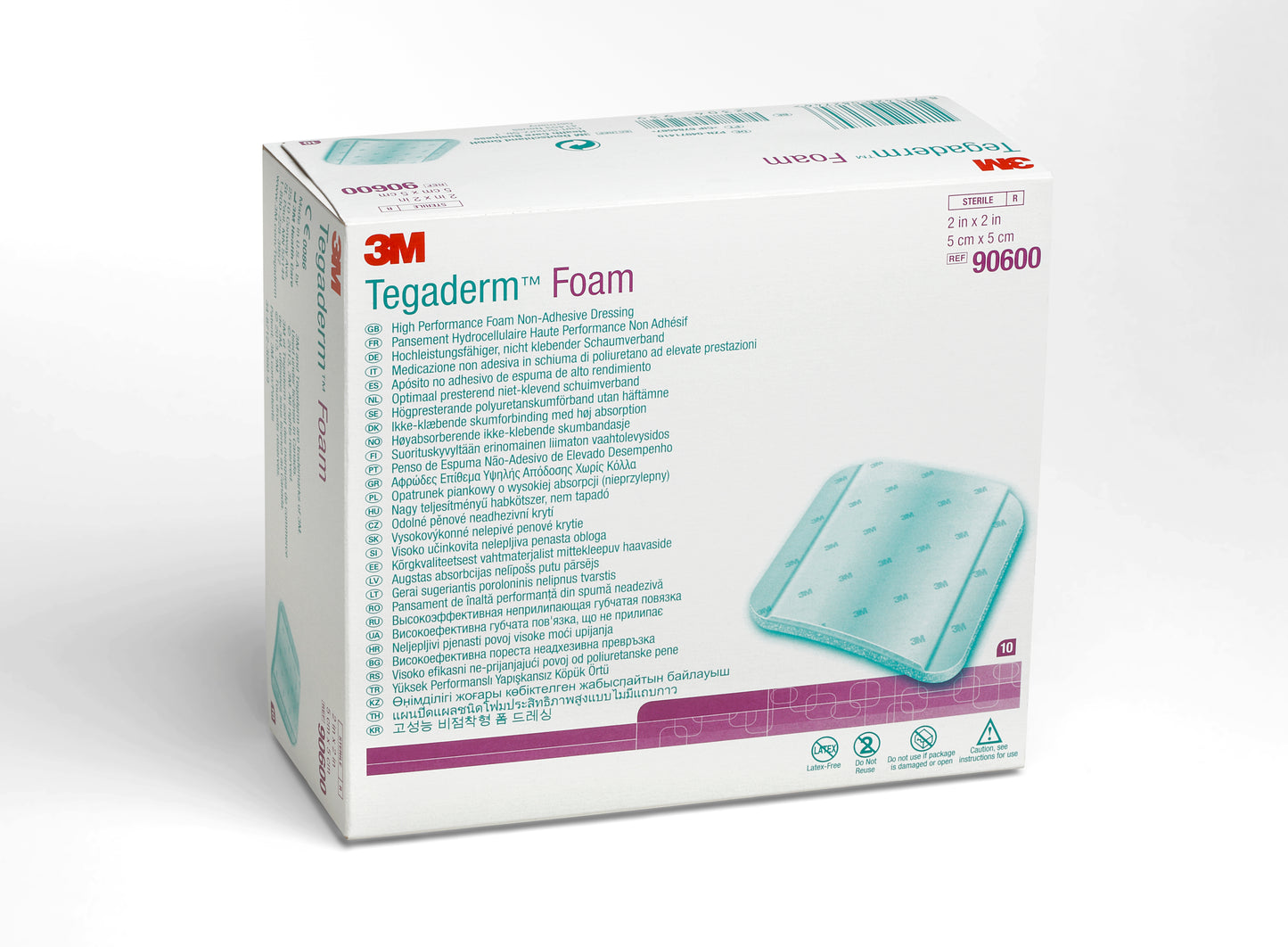 3M™ Tegaderm™ High Performance Nonadhesive w/o Border Foam Dressing, 2 x 2 Inch