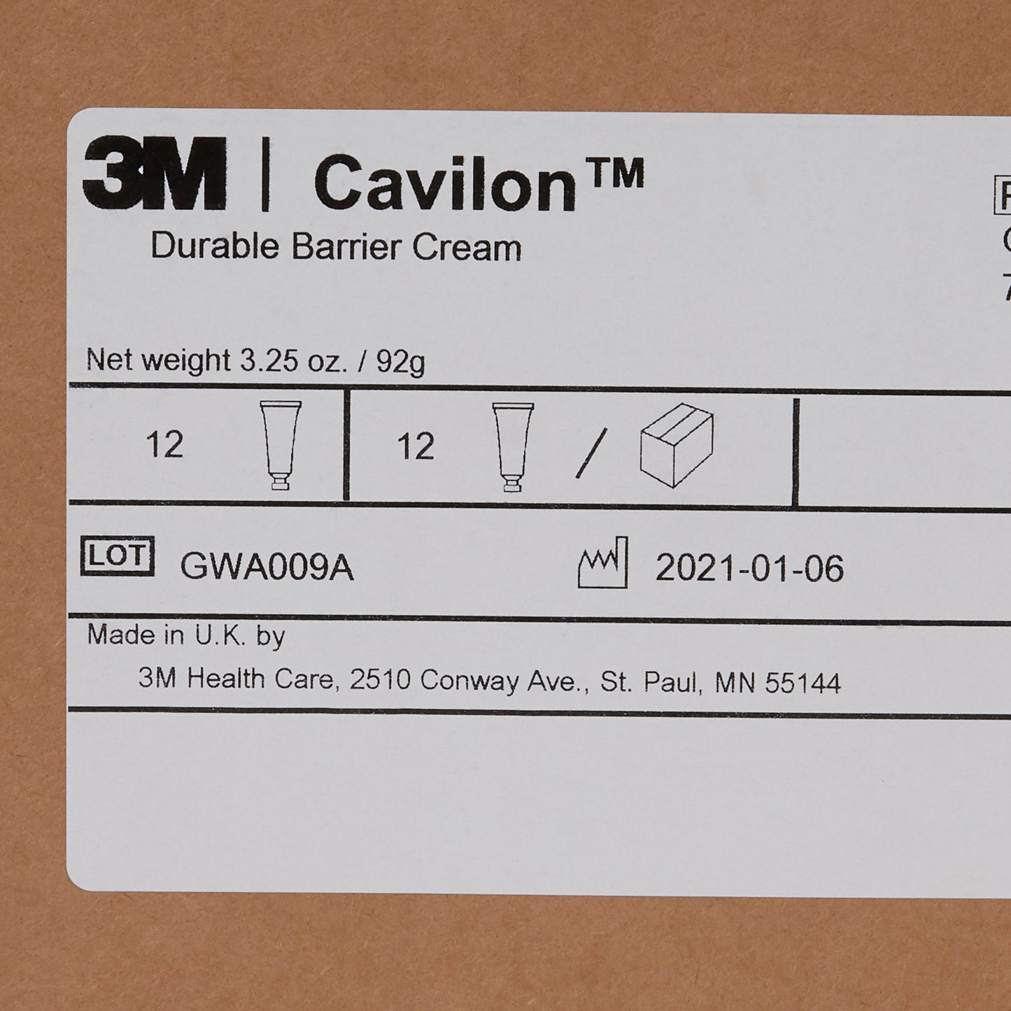 3M Cavilon™ Barrier Cream, 3.25 oz Tube, Unscented, Hypoallergenic