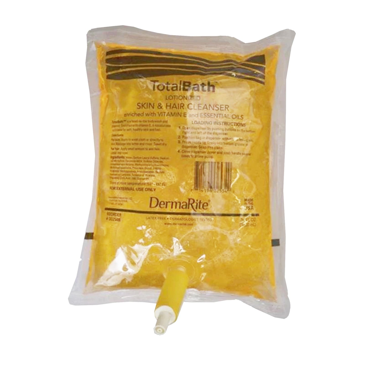 DermaRite TotalBath Skin & Hair Cleanser, 1,000 mL Dispenser Refill Bag, Scented