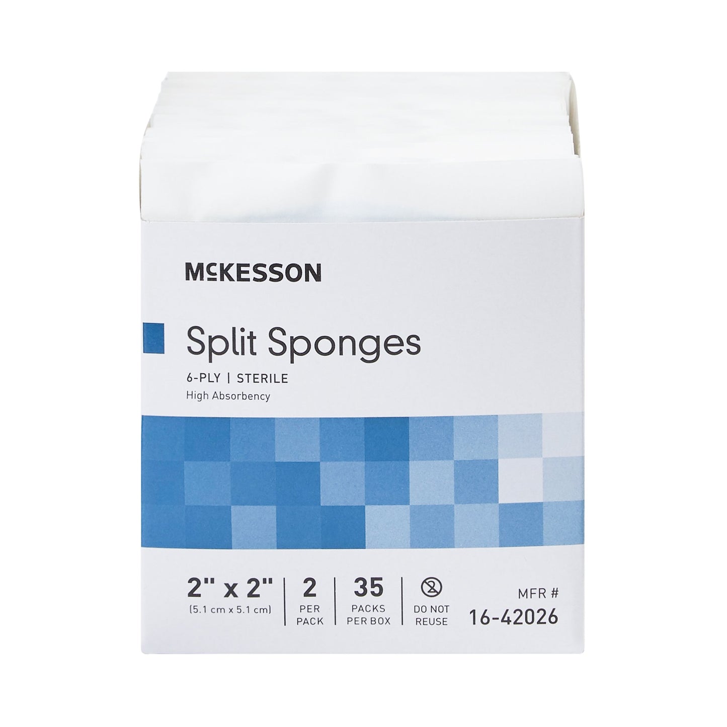 McKesson IV/Drain Split Dressing, 2 x 2 Inch, 6-Ply