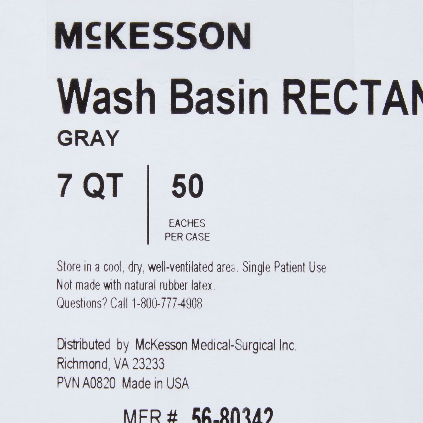 McKesson Wash Basin, Rectangle, 7 Quart, Gray
