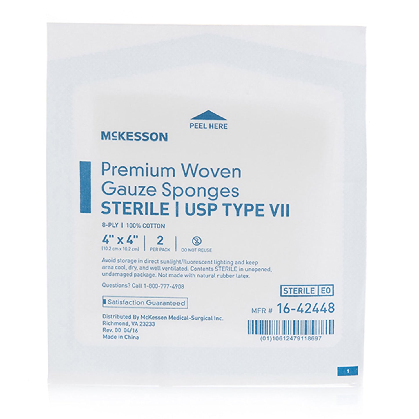 McKesson Sterile USP Type VII Gauze Sponge, 4 x 4 Inch, 8-Ply