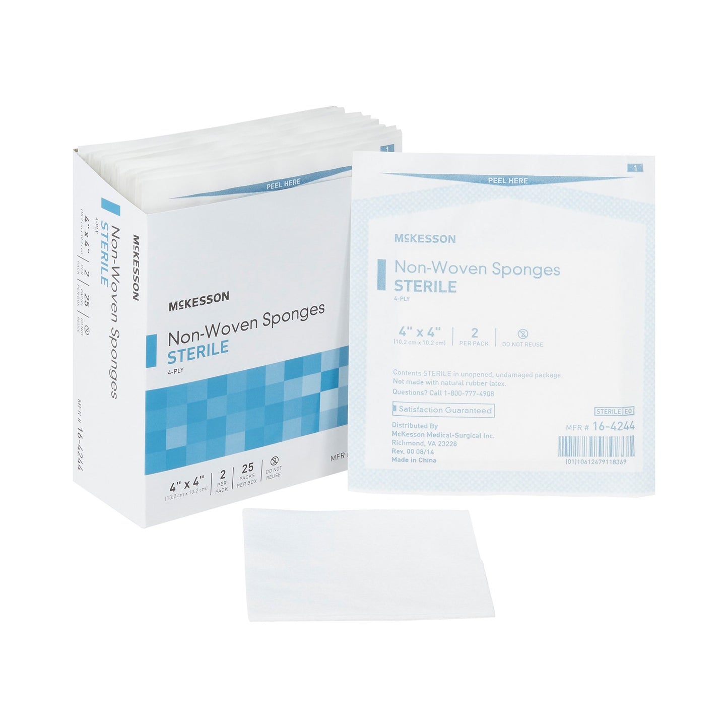 McKesson Sterile Nonwoven Sponge, 4 x 4 Inch, 4-Ply
