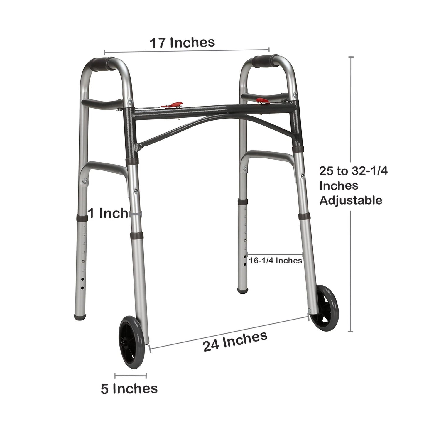 McKesson Junior Aluminum Folding Walker, 25 – 32¼ Inch Height