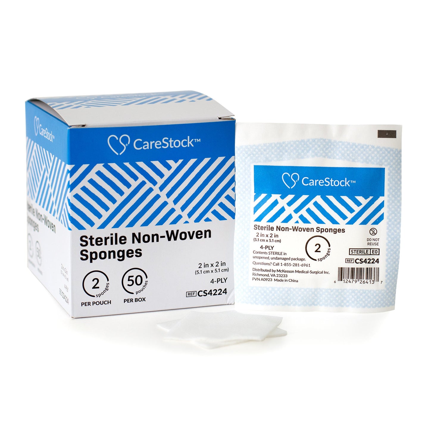 CareStock™ Sterile Nonwoven Sponge, 2 x 2 Inch, 4-Ply