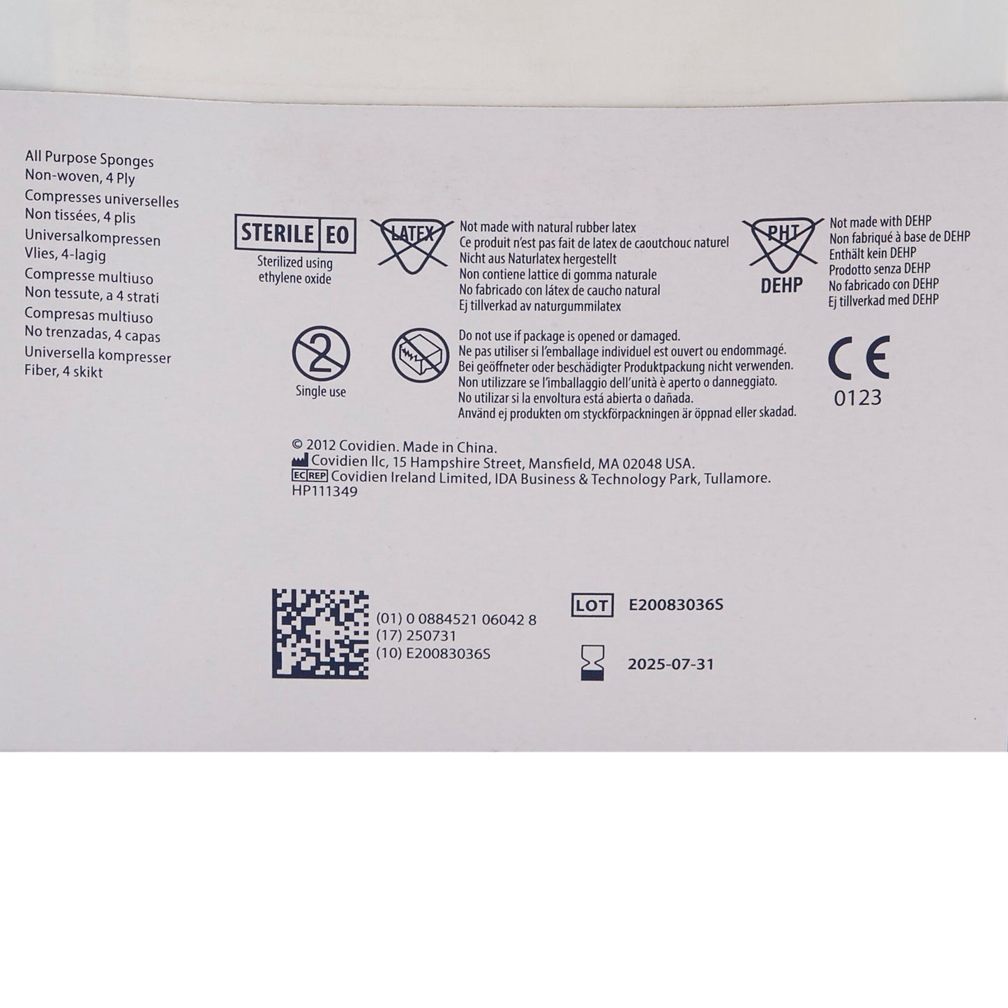 Curity™ Sterile Nonwoven Sponge, 4 x 4 Inch, 4-Ply