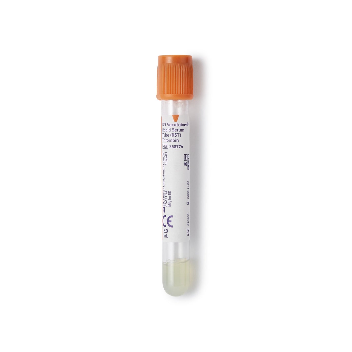 Bld Col Clot Org 5Ml Petvacutainer (100/Bx 10Bx/Cs)