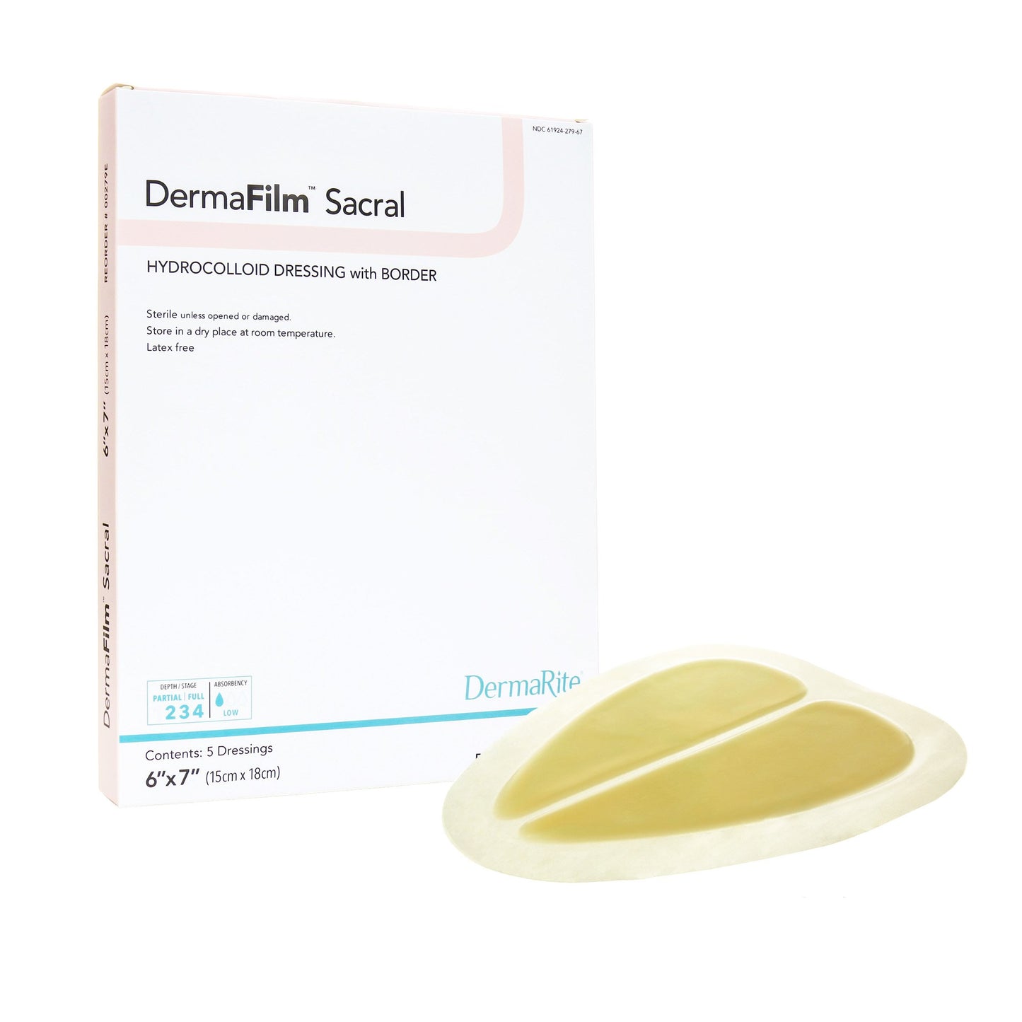 DermaFilm® Hydrocolloid Dressing, 6 x 7 Inch Sacral