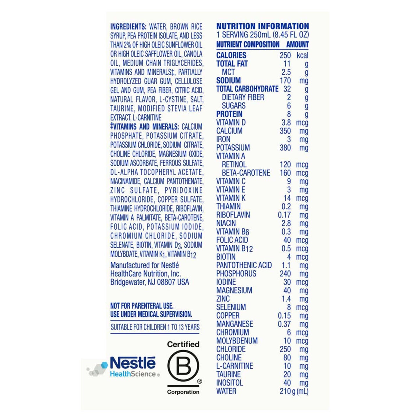 Compleat® Pediatric Standard Plant-Based 1.0 Cal Tube Feed Formula, Vanilla