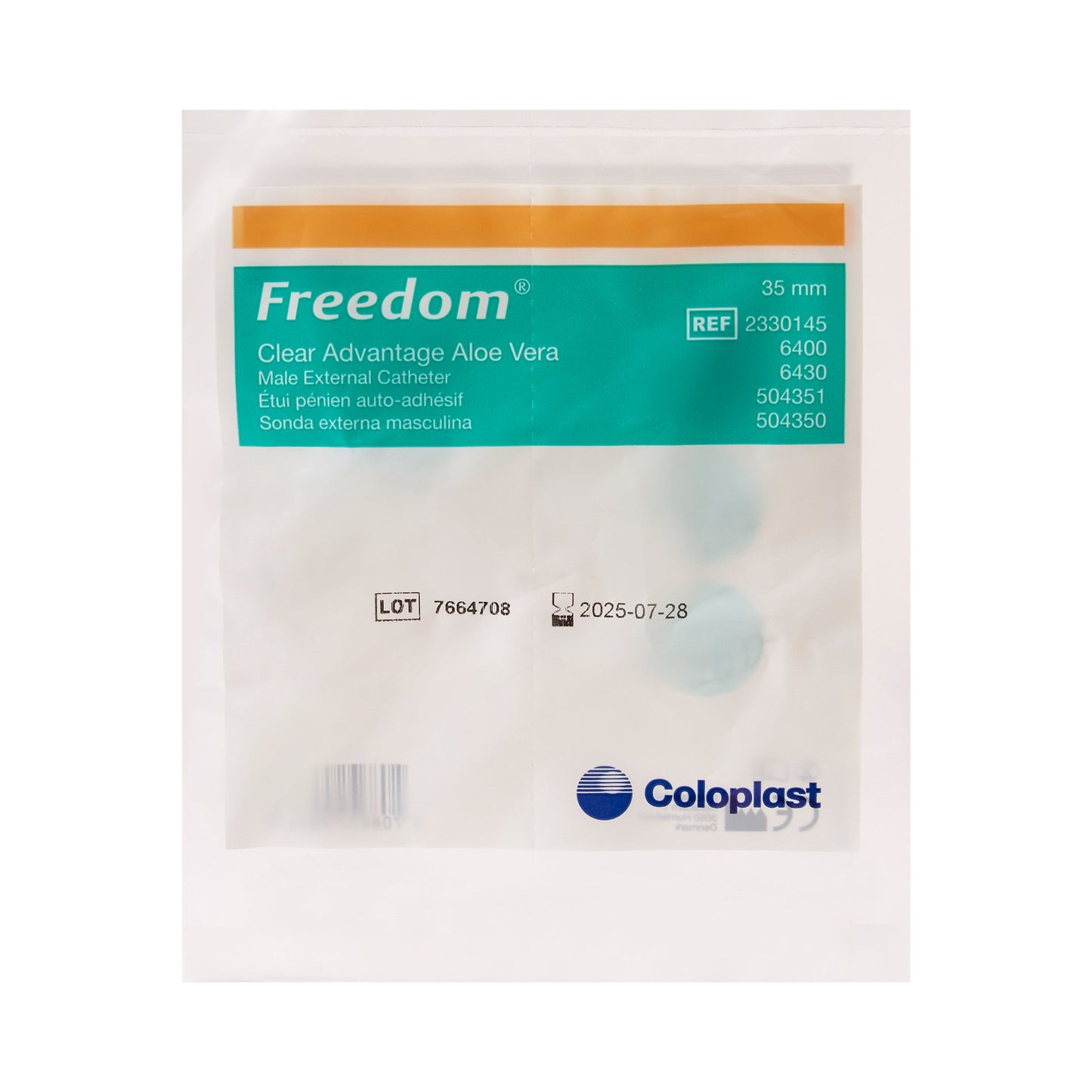 Freedom® Clear Advantage Male External Catheter, Self-Adhesive, Medium, 35mm