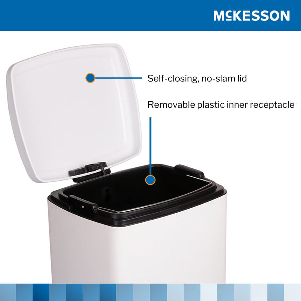 McKesson White Square Step-On Trash Can, 8 gallon