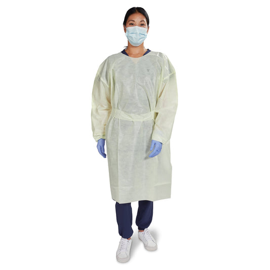 McKesson AAMI Level 2 Isolation Gown, Tape Tab Neck Style, Extra Large, Yellow