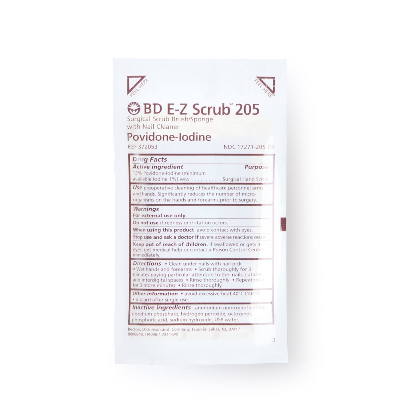 E-Z Scrub™ Povidone Iodine Impregnated Brush, Brown