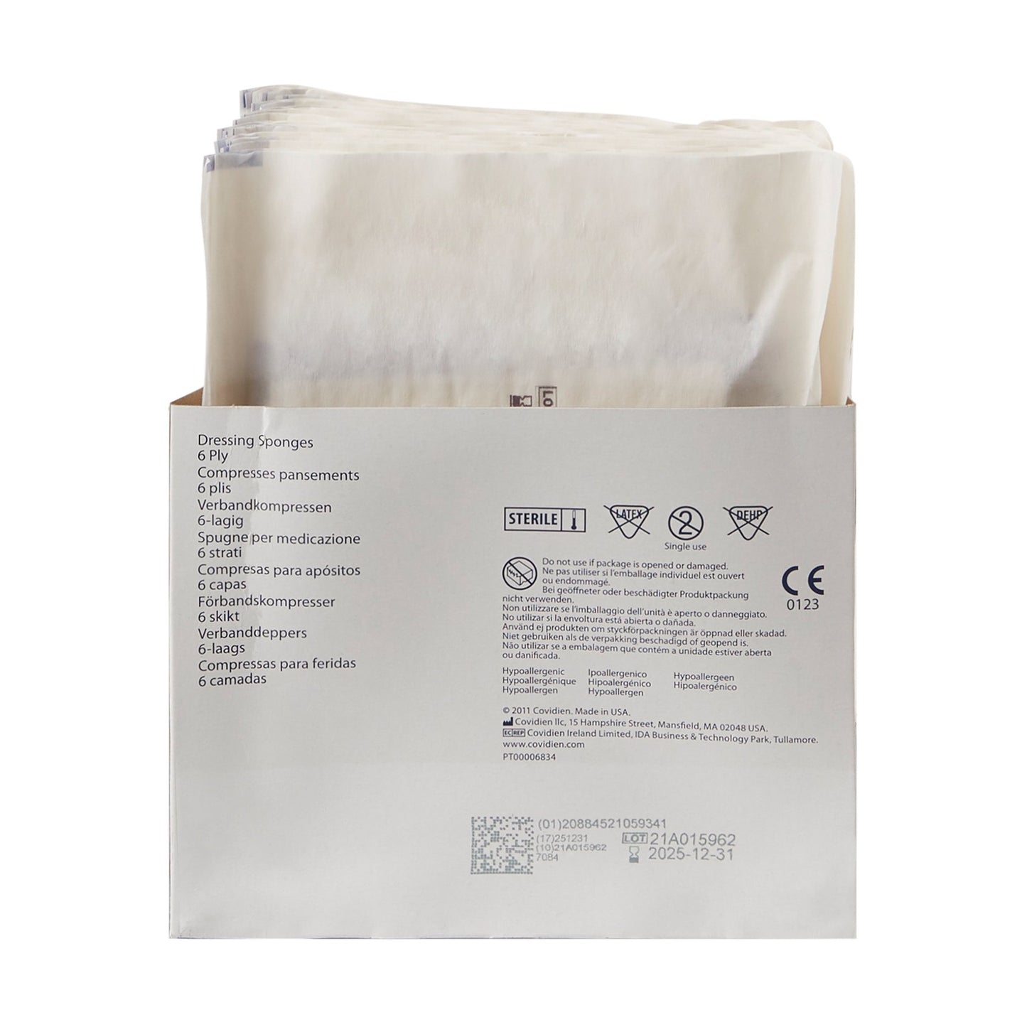 Curity™ Sterile Nonwoven Sponge, 4 x 4 Inch, 6-Ply
