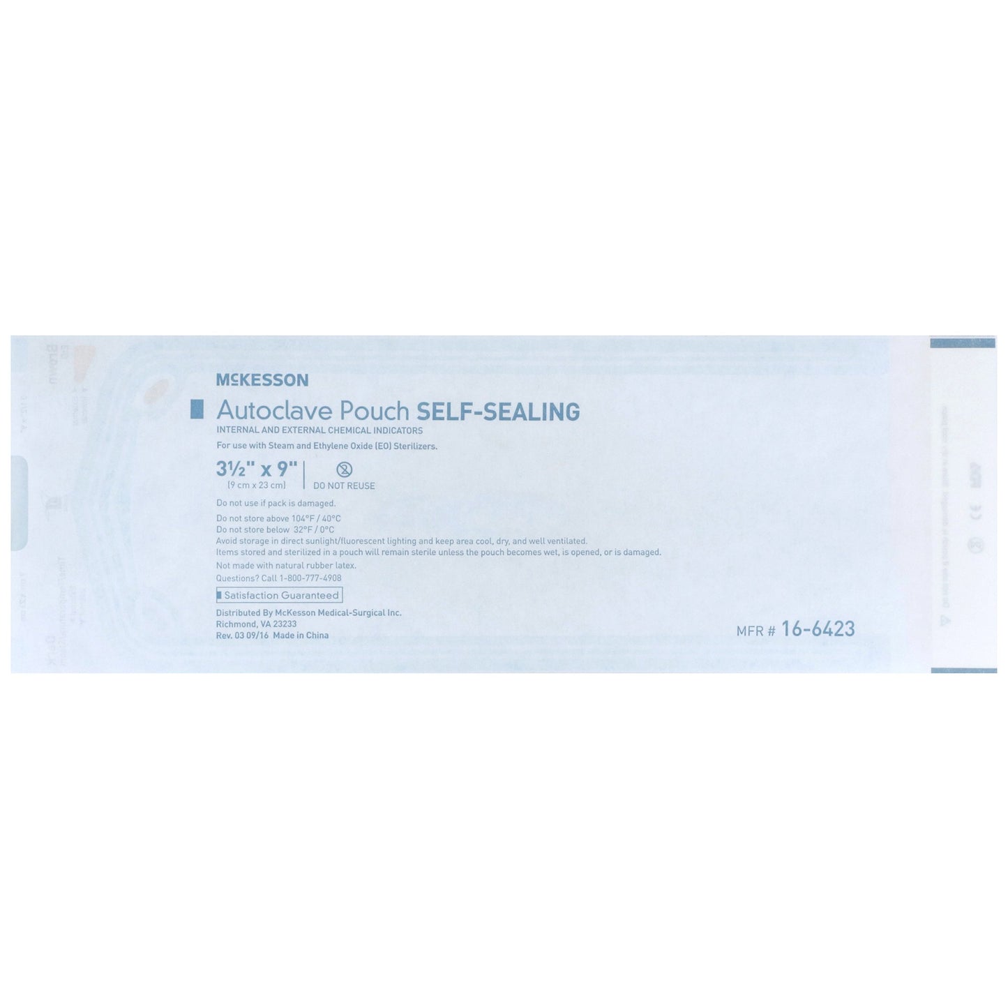 McKesson Sterilization Pouch, 3½ x 9 Inch