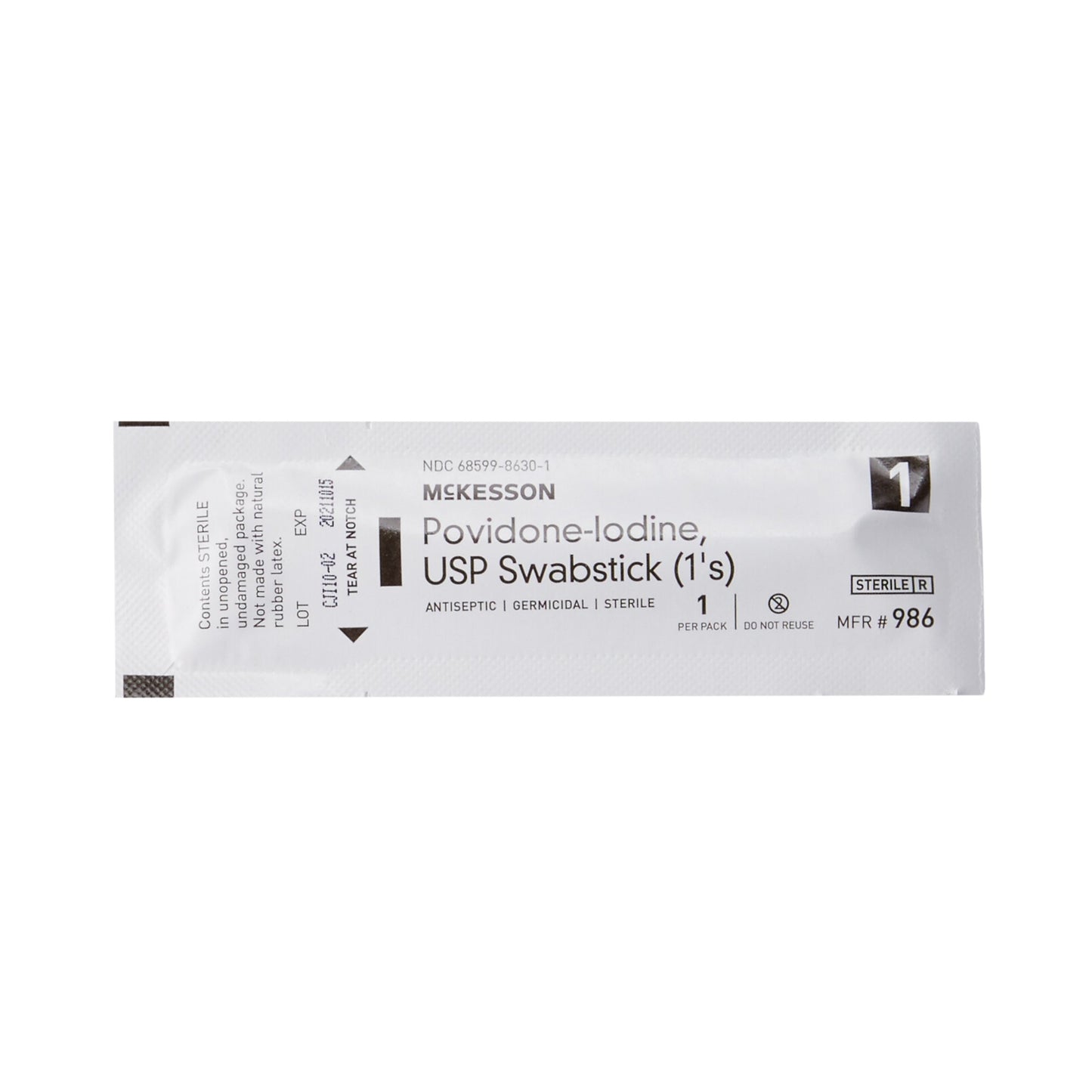 McKesson Impregnated Swabstick, 10% Strength, Povidone Iodine, Individual Packet