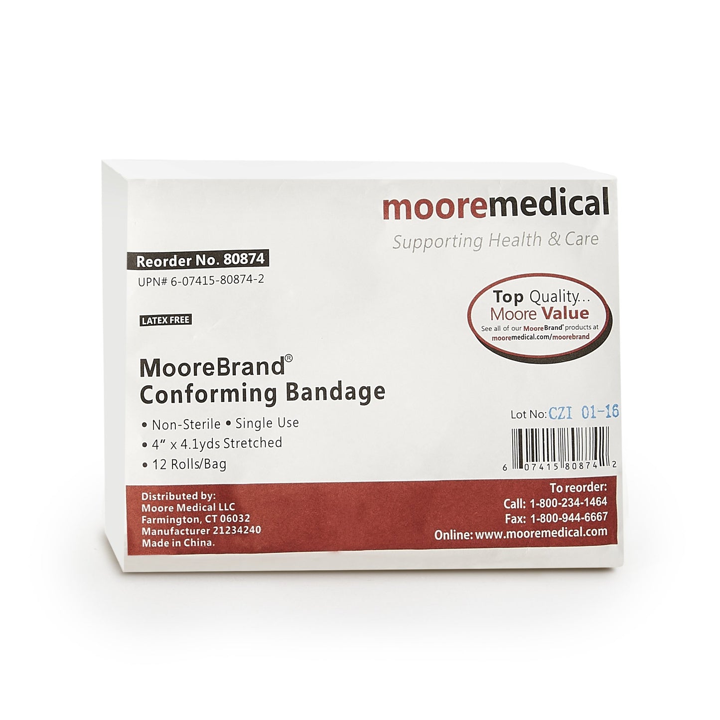 MooreBrand®. Conforming Bandage, 4 Inch x 4-1/10 Yard