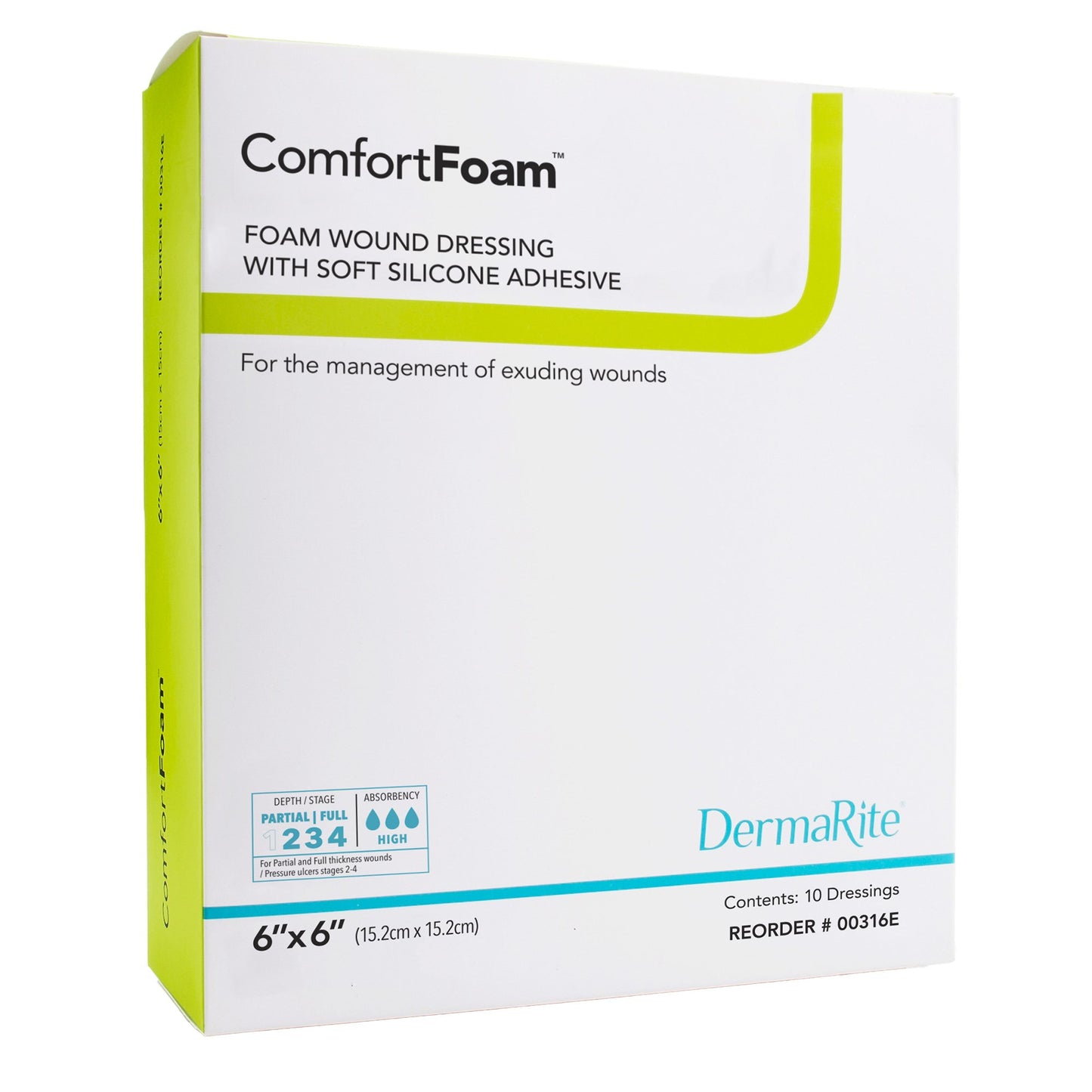 ComfortFoam™ Silicone Adhesive w/ Border Silicone Foam Dressing, 6 x 6 Inch