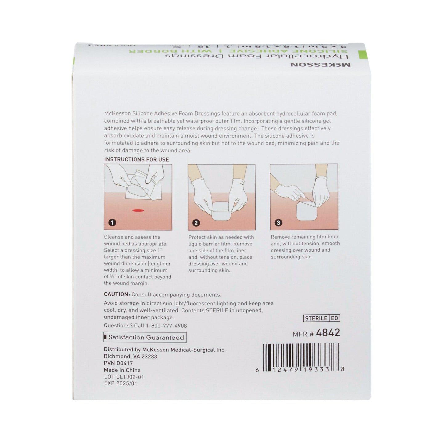 McKesson Silicone Adhesive with Border Silicone Foam Dressing, 3 x 3 Inch
