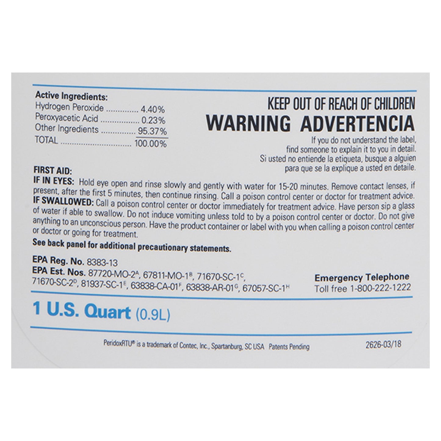 PeridoxRTU® Sporicidal Peroxide Based Surface Disinfectant Cleaner, 32 ounces