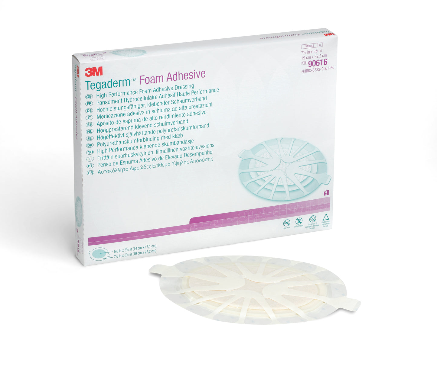 3M™ Tegaderm™ High Performance AdhesiveBorder Foam Dressing, 19 x 22.2 cm Oval