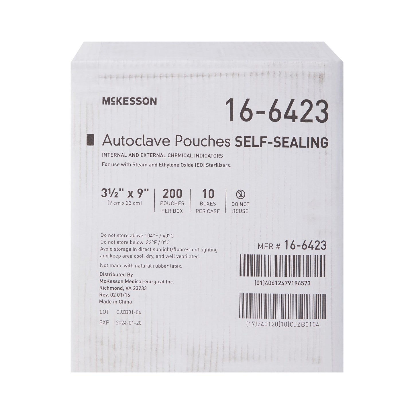 McKesson Sterilization Pouch, 3½ x 9 Inch