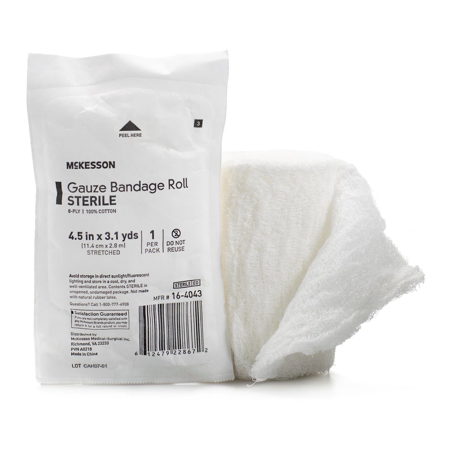McKesson Sterile Fluff Bandage Roll, 4-1/2 Inch x 3-1/10 Yard, 8-Ply