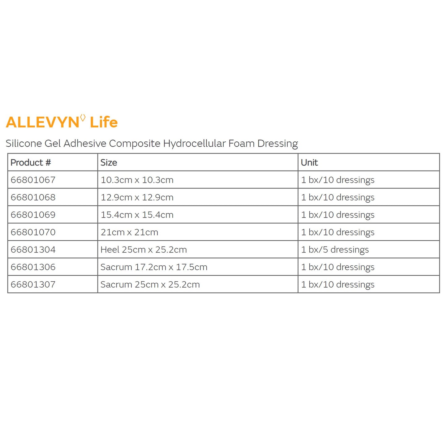 Allevyn™ Life Silicone Adhesive with Border Silicone Foam Dressing, 21 x 21 cm