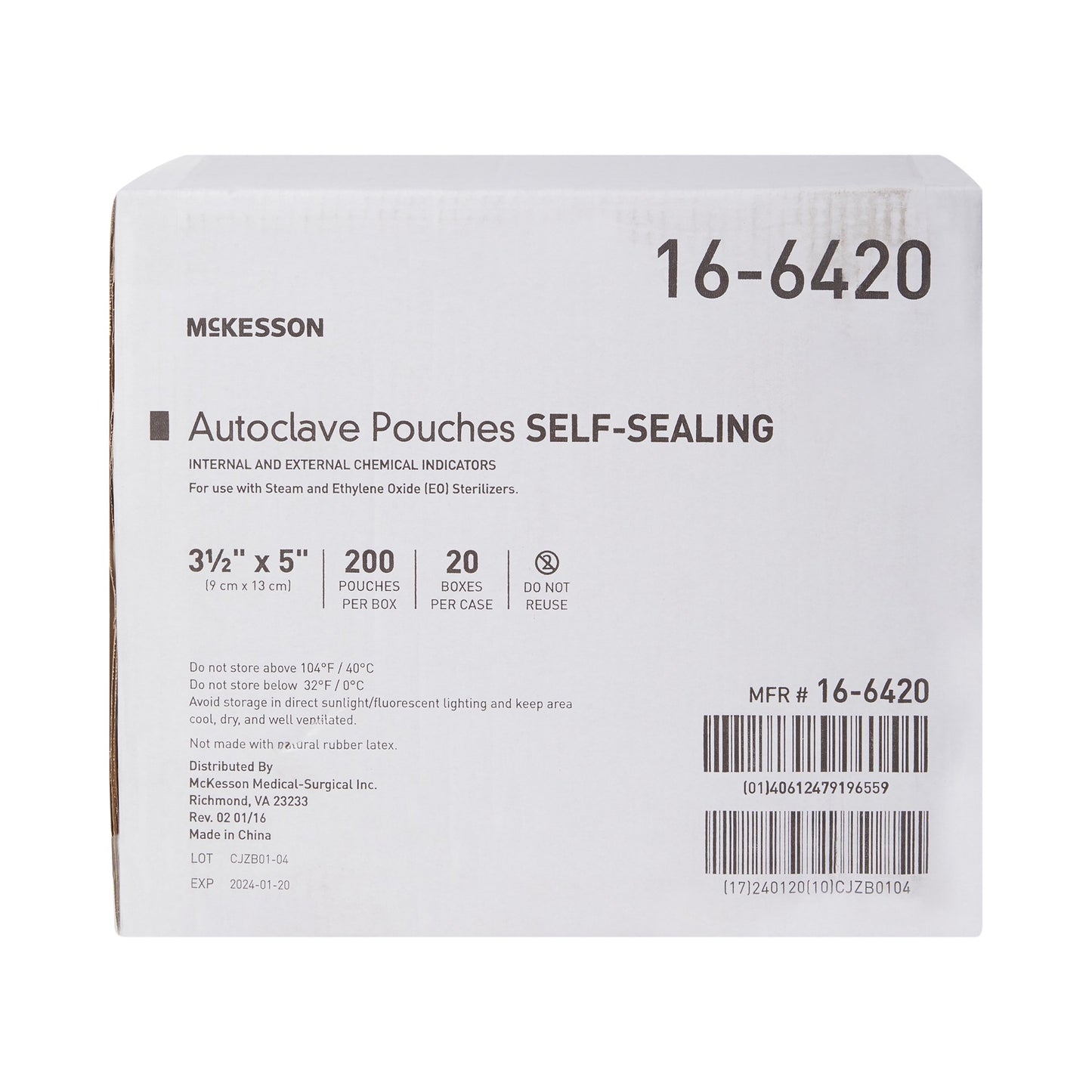 McKesson Sterilization Pouch, 3½ x 5 Inch