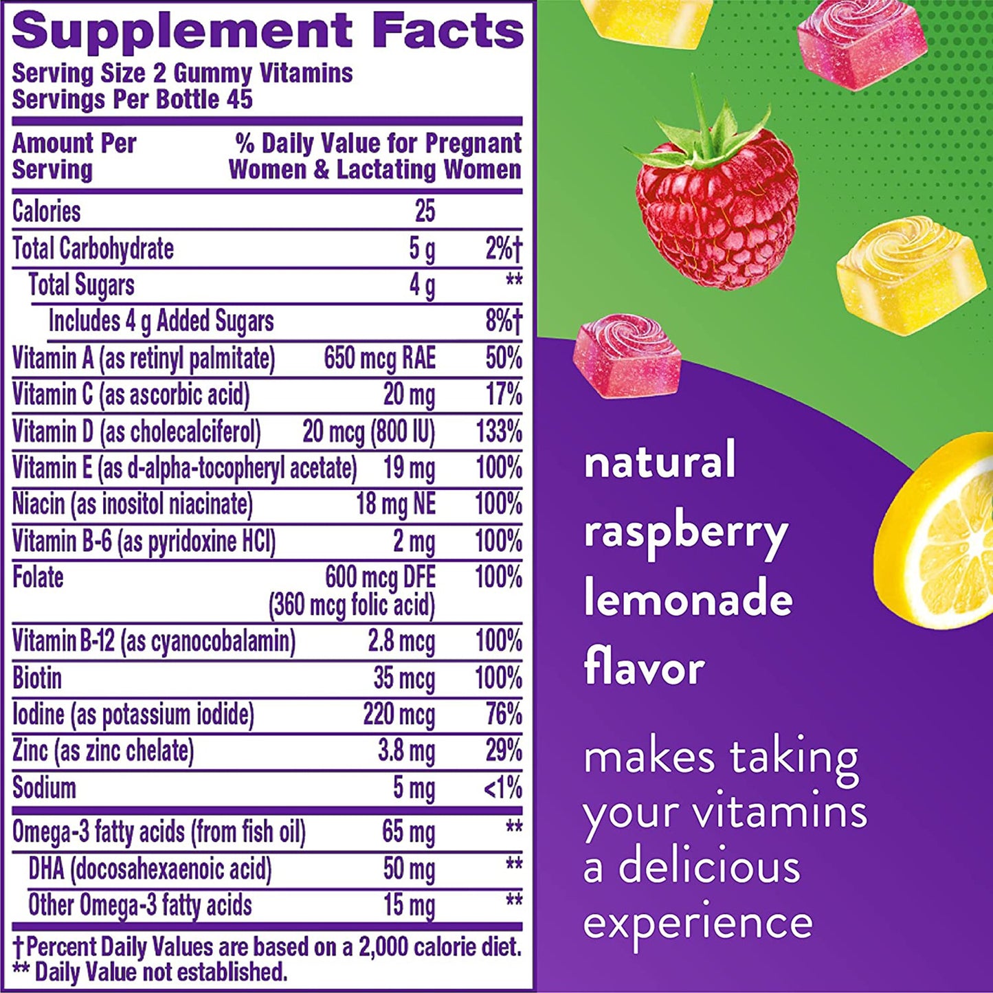 Vitafusion PreNatal Gummies Natural Raspberry Lemonade Flavor