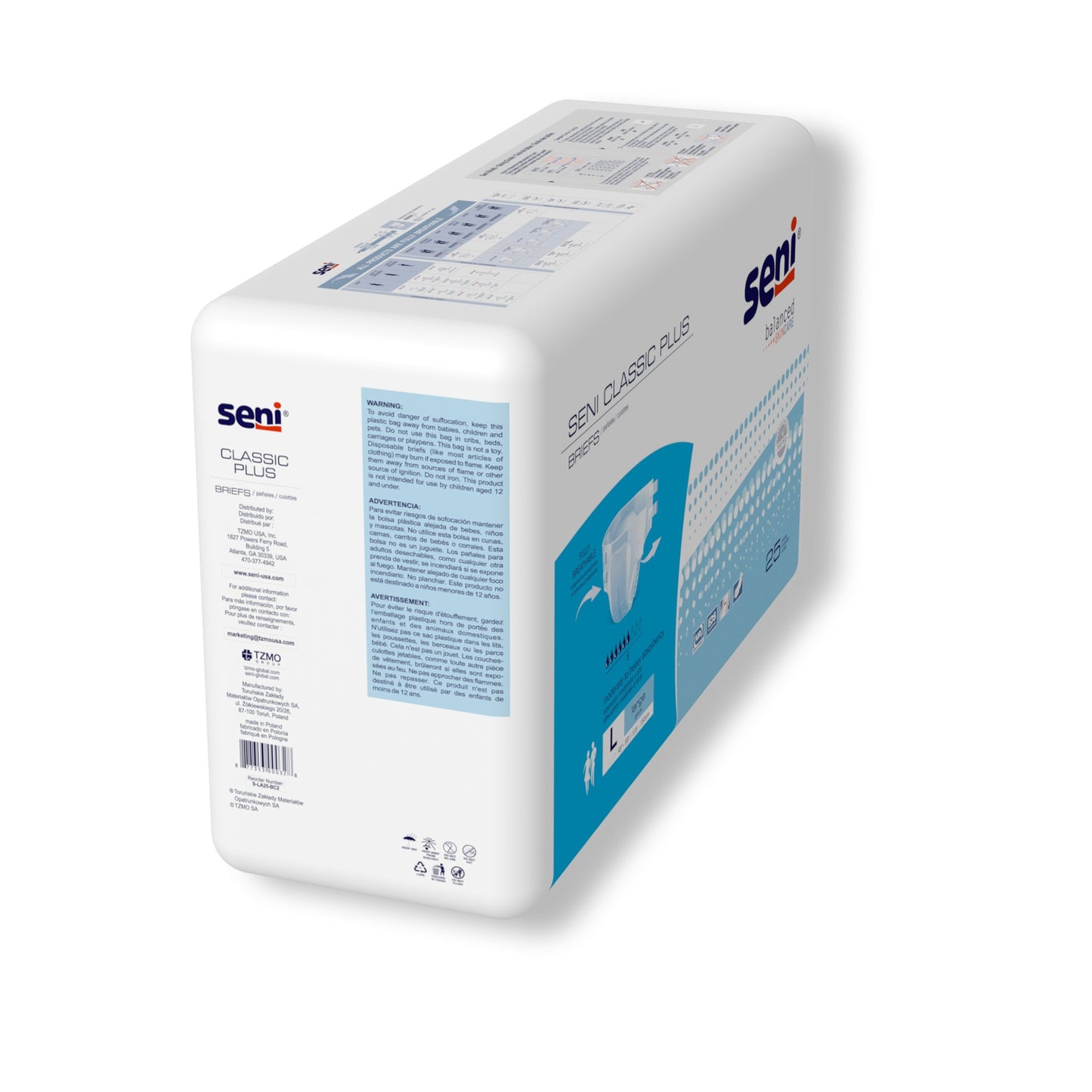 Seni® Classic Plus Moderate to Heavy Absorbency Incontinence Brief, Large