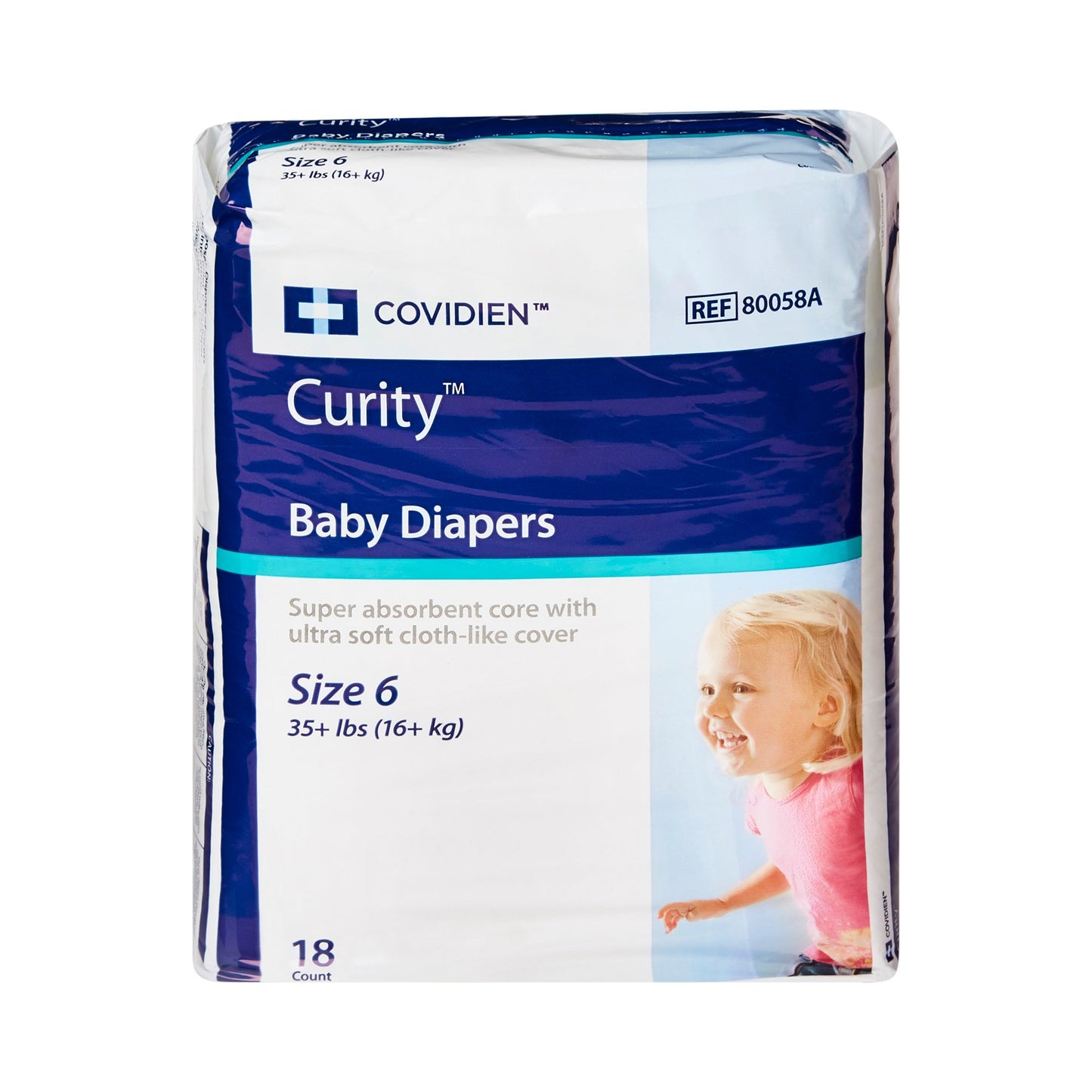 Curity™ Unisex Baby Diapers, Heavy Absorbency, Disposable, Size 6, 35+ lbs