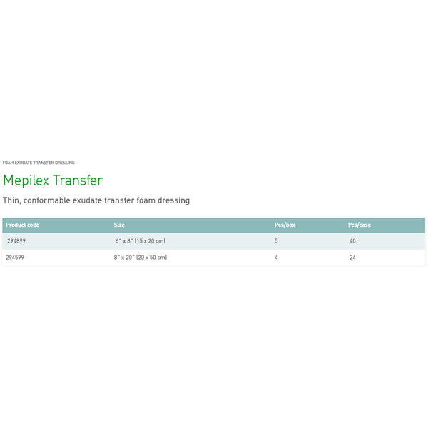 Mepilex® Transfer Thin Foam Dressing, 6 x 8 Inch