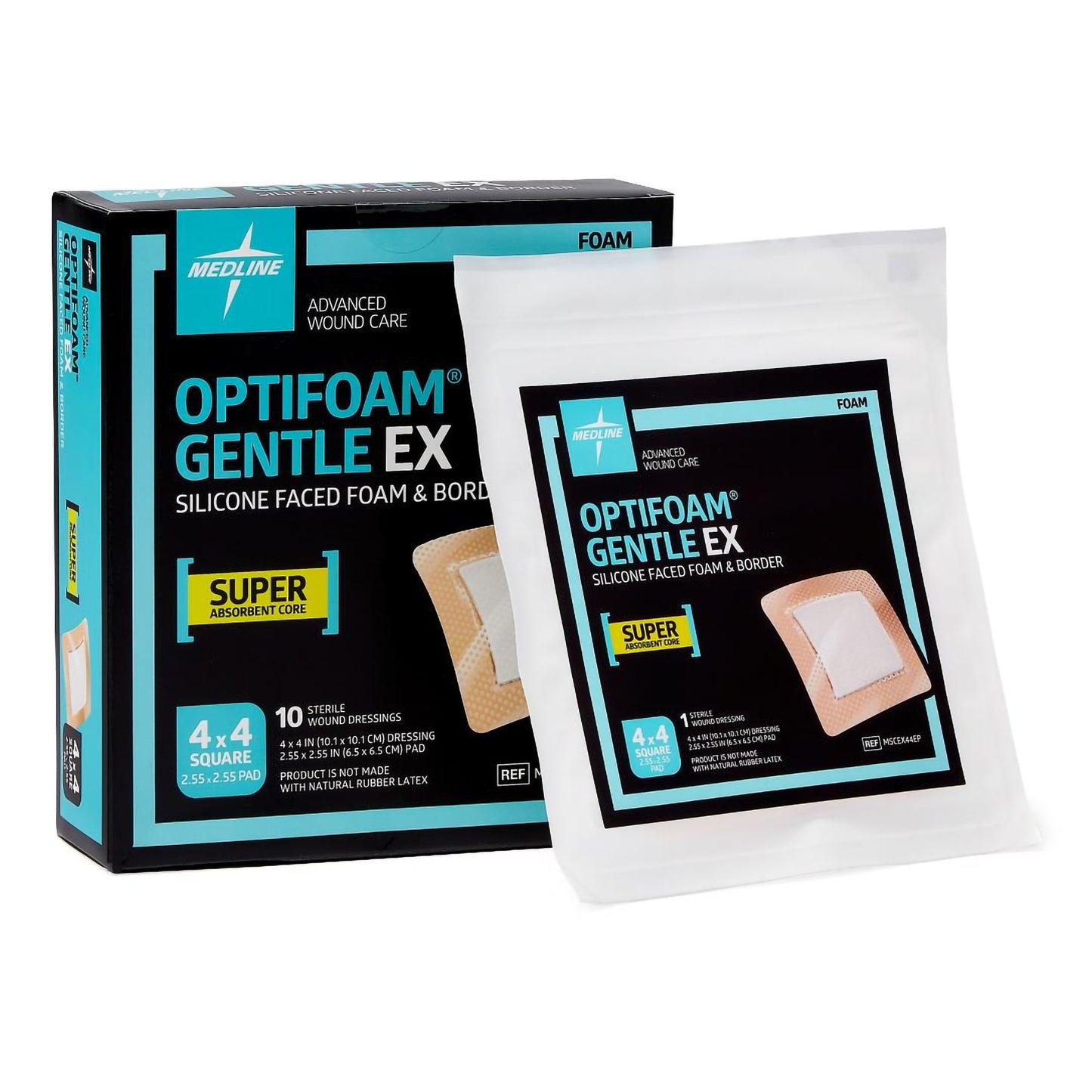 OPTIFOAM GENTLE EX SIL FACED 4"X4" (10/BX 10BX/CS)