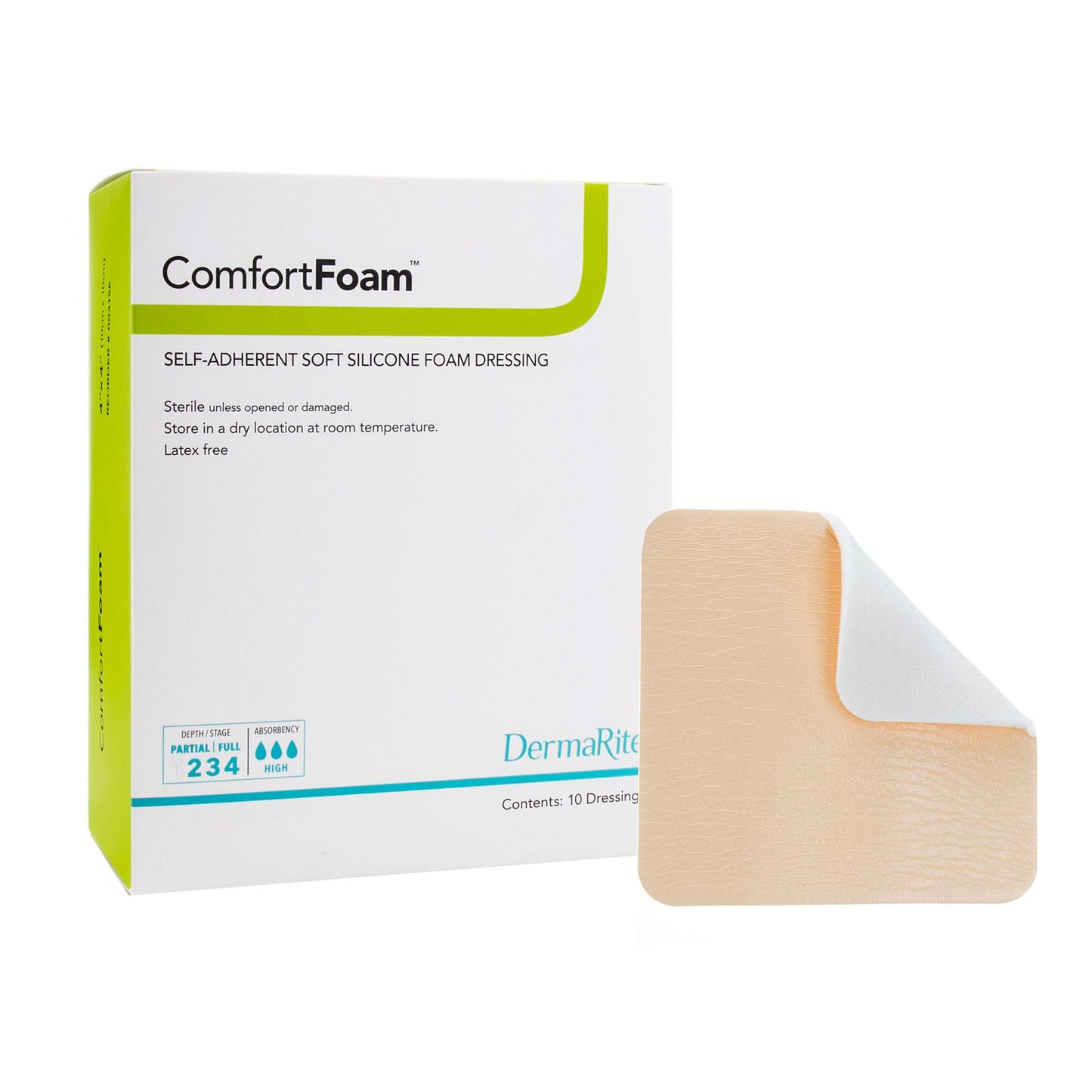 ComfortFoam™ Silicone Adhesive without Border Silicone Foam Dressing, 3 x 3 Inch