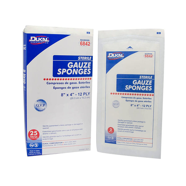 Dukal™ Sterile Gauze Sponge, 4 x 8 Inch, 12-Ply