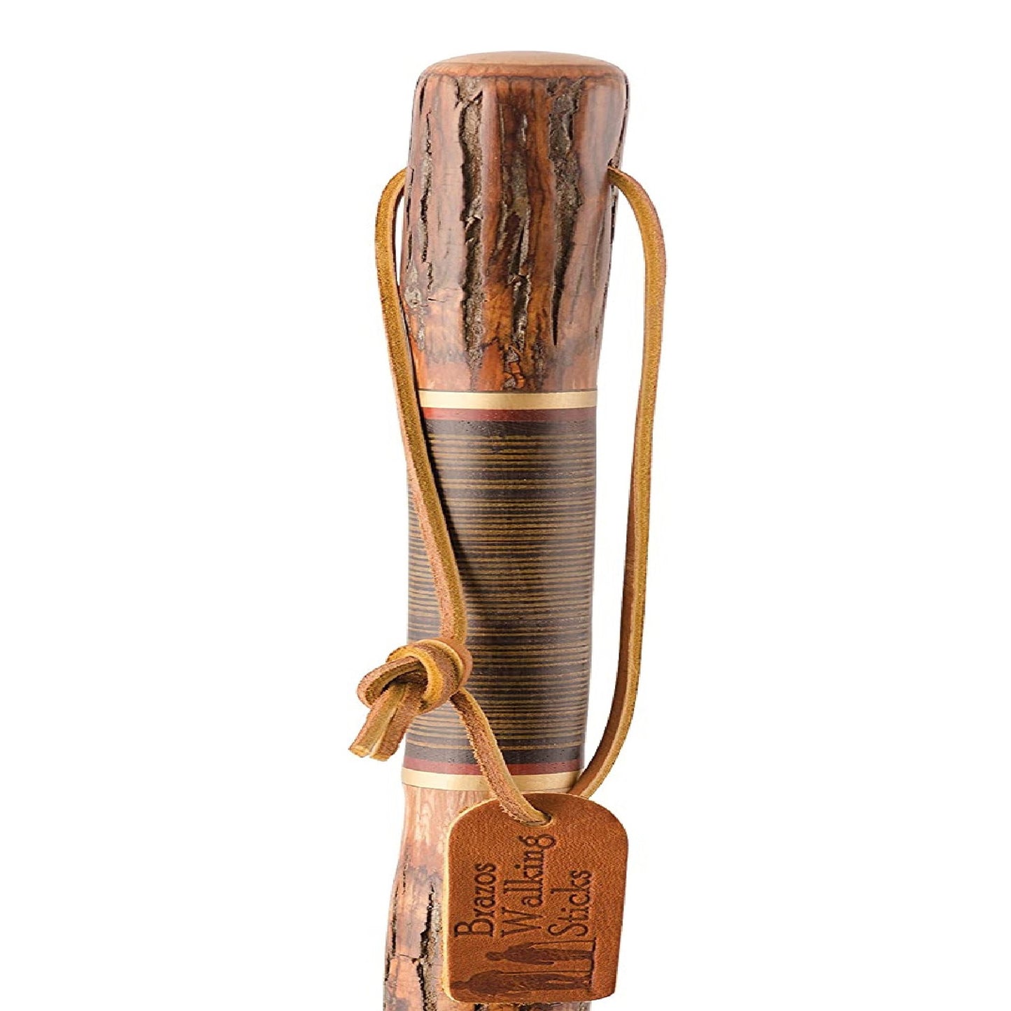 Brazos™ Exotic Leather Safari Hickory Rustic Walking Stick, 58-Inch