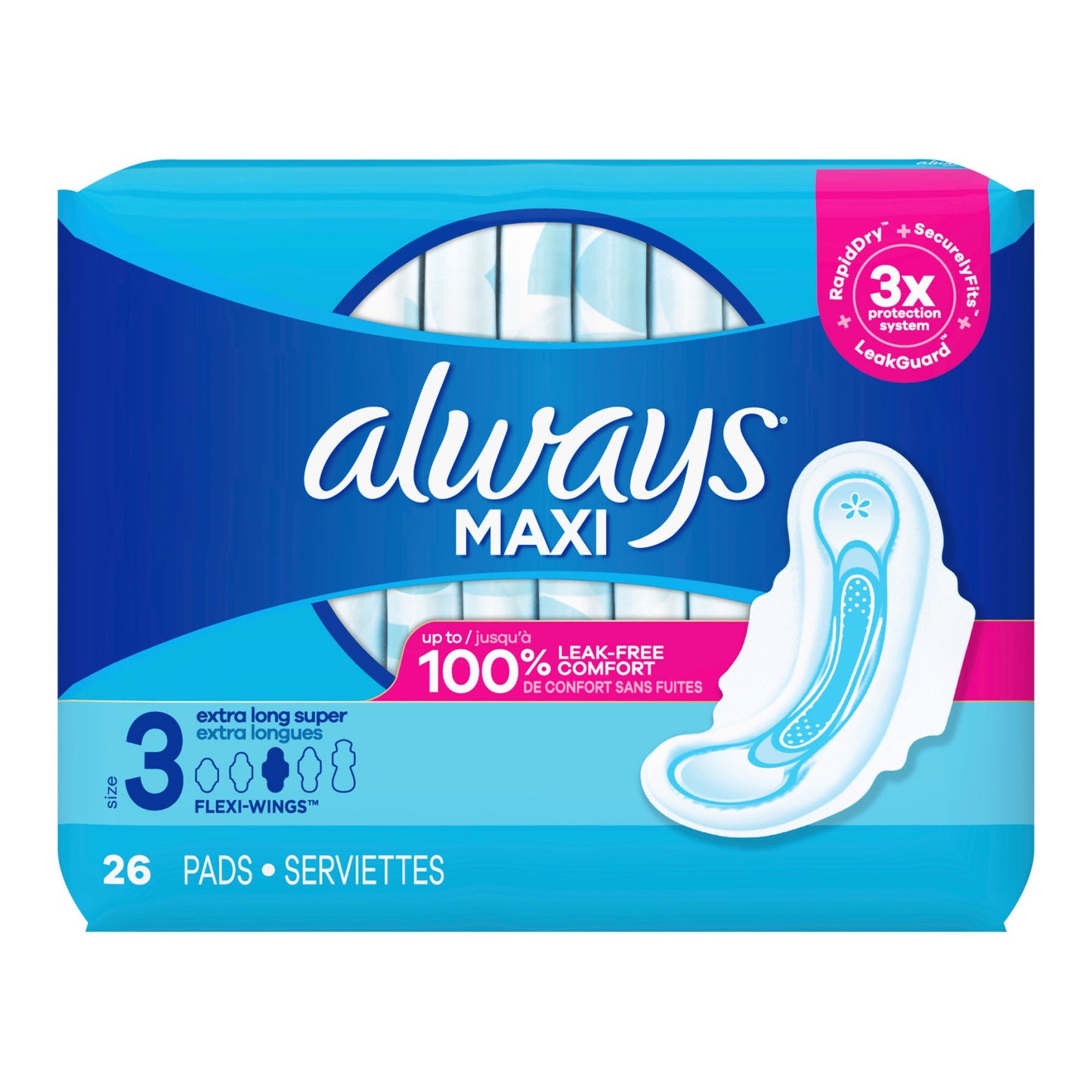 Always® Maxi Pads Size 3 Extra Long Super with Flexi-Wings